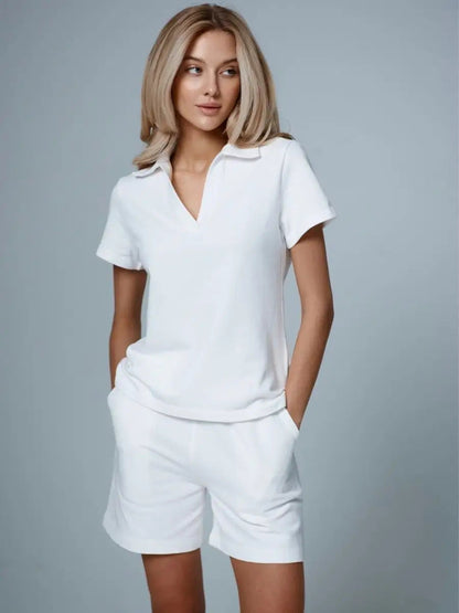 Damen Sport-Set Kurzarm Stehkragen Elastisch