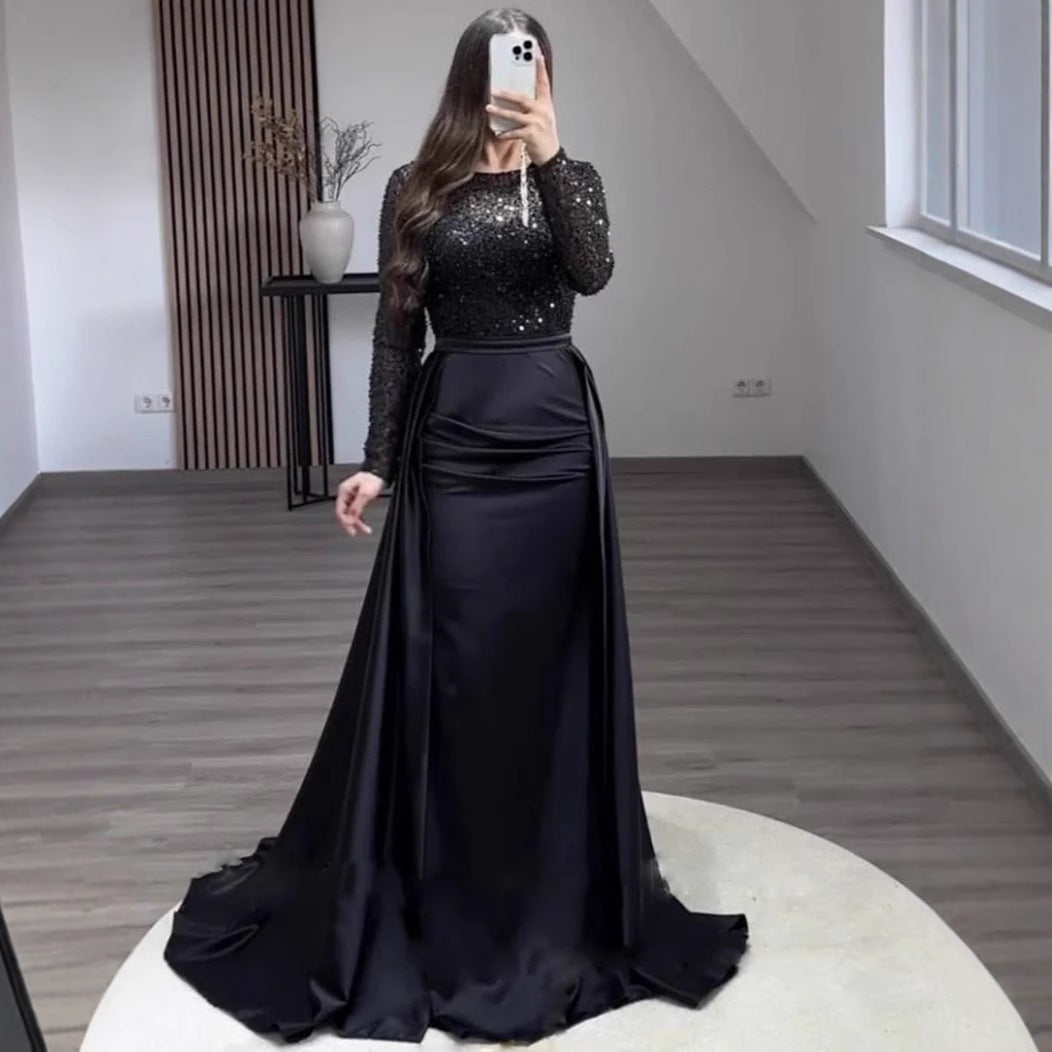 Damen Abendkleid Glitzerdetails Fließender Stoff