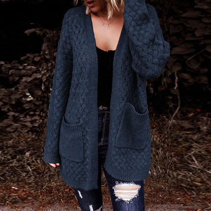Damen Strickjacke Strukturiertes Muster Beige