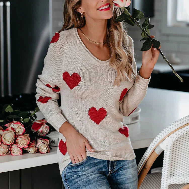 Damen Weihnachtspullover Herzmuster - Norvielle