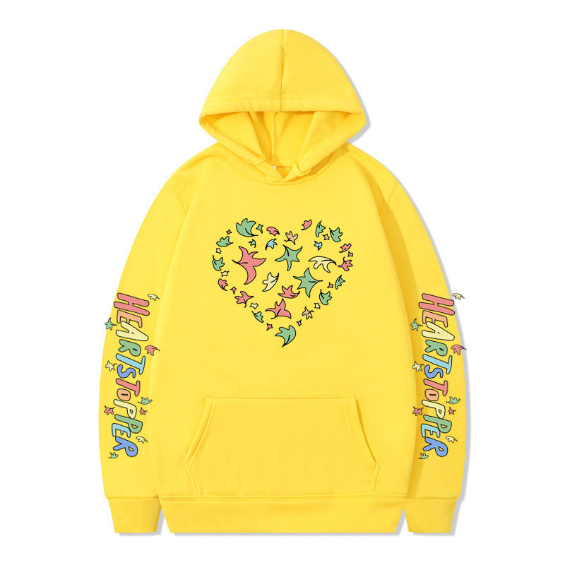 Damen Kapuzenpullover Herz- und Blattmotiv Norvielle