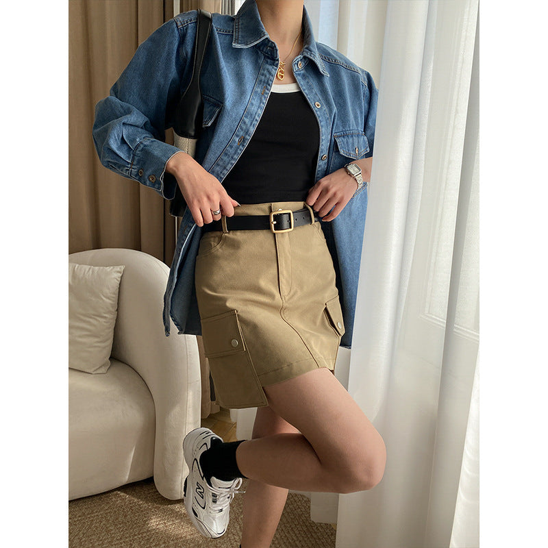 Damen Utility-Rock mit Taschen und hohem Bund Norvielle