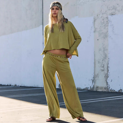 Damen Twinset Weites Oberteil und Hose Norvielle