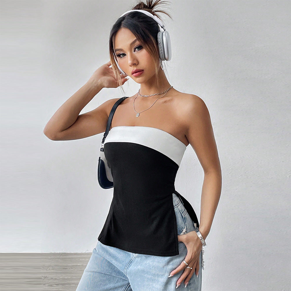 Damen Trägertop Figurbetonend Silhouette Kontrastdesign Norvielle