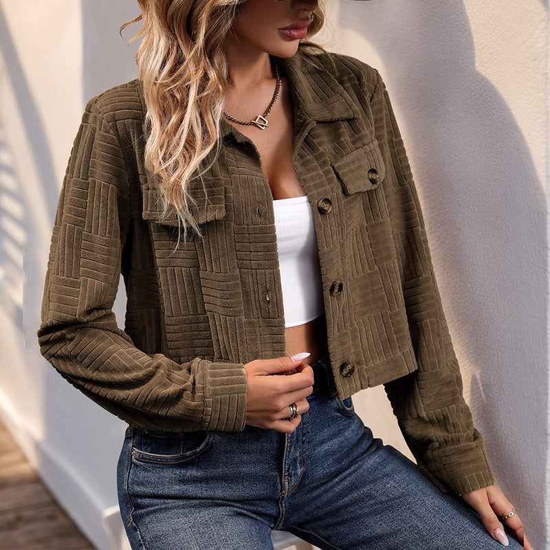 Damen Blouson Lässig Strukturiert Taschen Norvielle - Norvielle