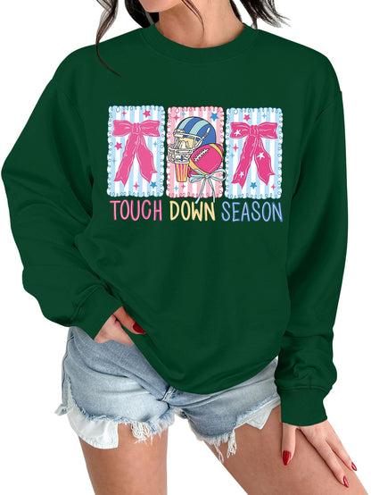 Damen Sweatshirt Football Motiv Lässig Grün