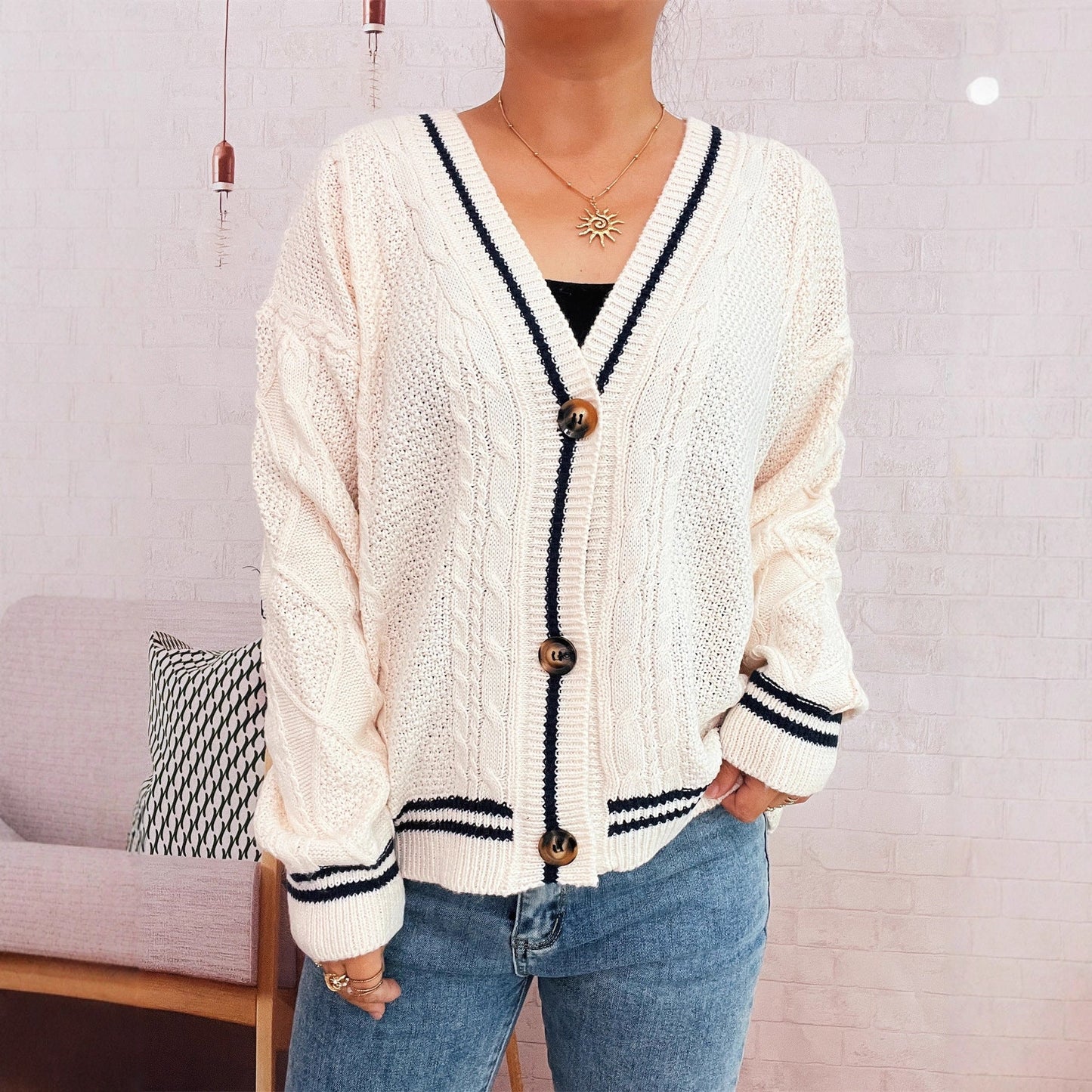 Damen Strickjacke Auffällige Sterne Norvielle - Norvielle
