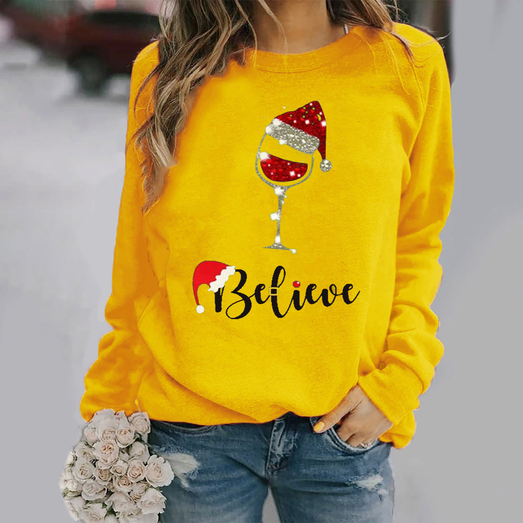 Damen Sweatshirt Baumwollmischung Rundhalsausschnitt Festlich Grau