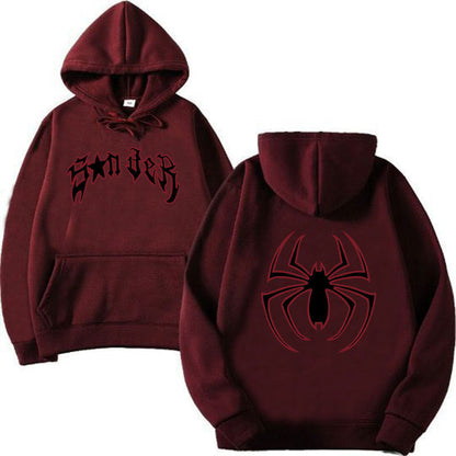 Damen Kapuzenpullover Spinnenmotiv Grobdruck Norvielle