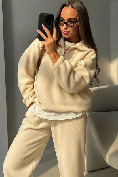 Damen Fleece-Jogginganzug Hochkragen Norvielle