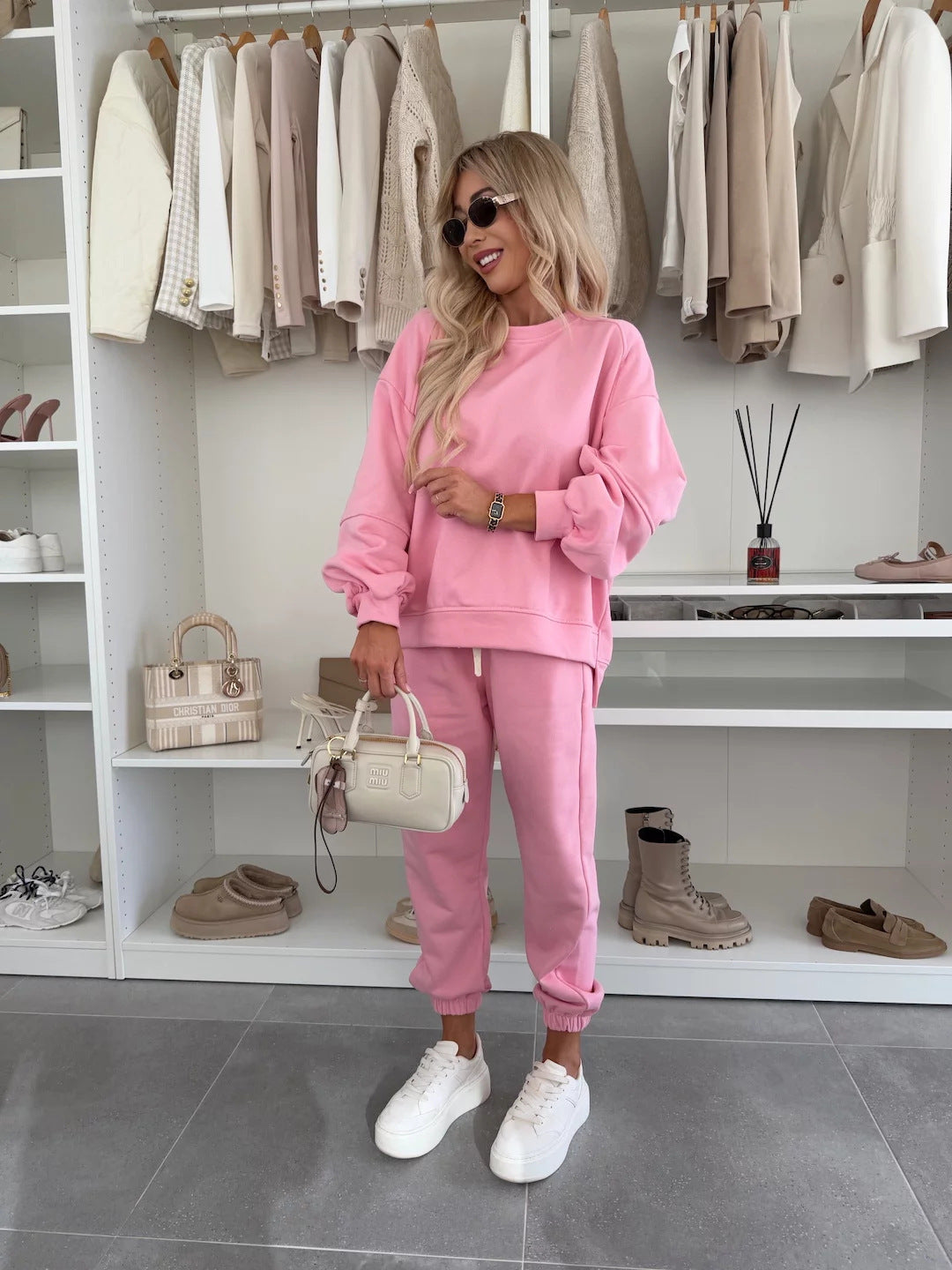 Damen Freizeitset Sweatshirt und Jogginghosen Elastisch Bequem