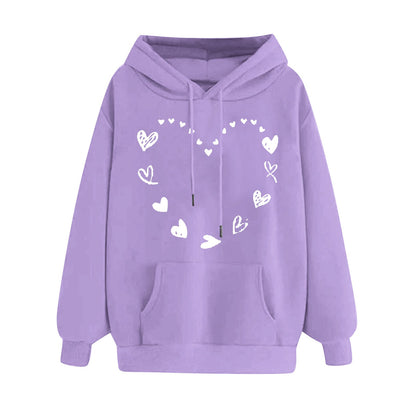 Damen Kapuzensweater Herzmotiv Kängurutasche Norvielle