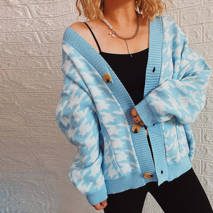 Damen Strickjacke modernes Hundemuster Norvielle