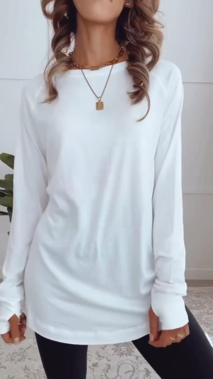 Damen Longsleeve-Oberteil Baumwolle Lässig