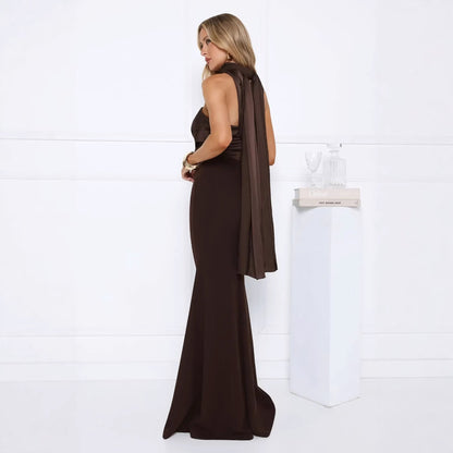 Damen Abendkleid Schulterfrei Fließend Norvielle