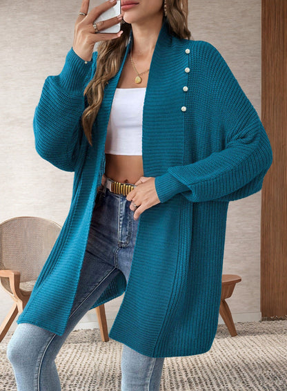 Damen Strickjacke Perlknöpfe Elegantes Design Norvielle