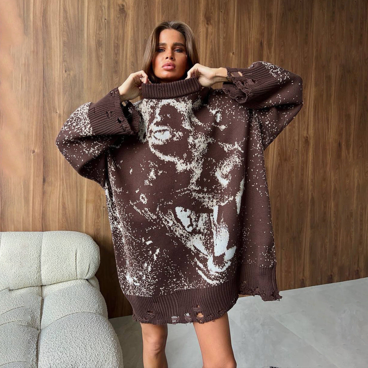 Damen Oversized Pullover Farbverlauf - Norvielle