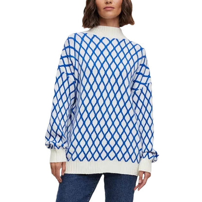Damen Pullover Rautenmuster Strick Norvielle