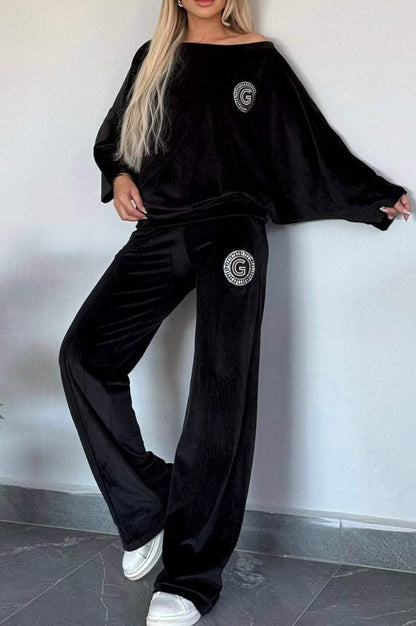 Damen Casual Velvet Loungewear-Set Weich Norvielle