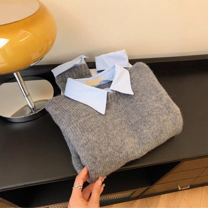 Damen Pullover Mit Hemdkragen Kombination Stilvoll Norvielle