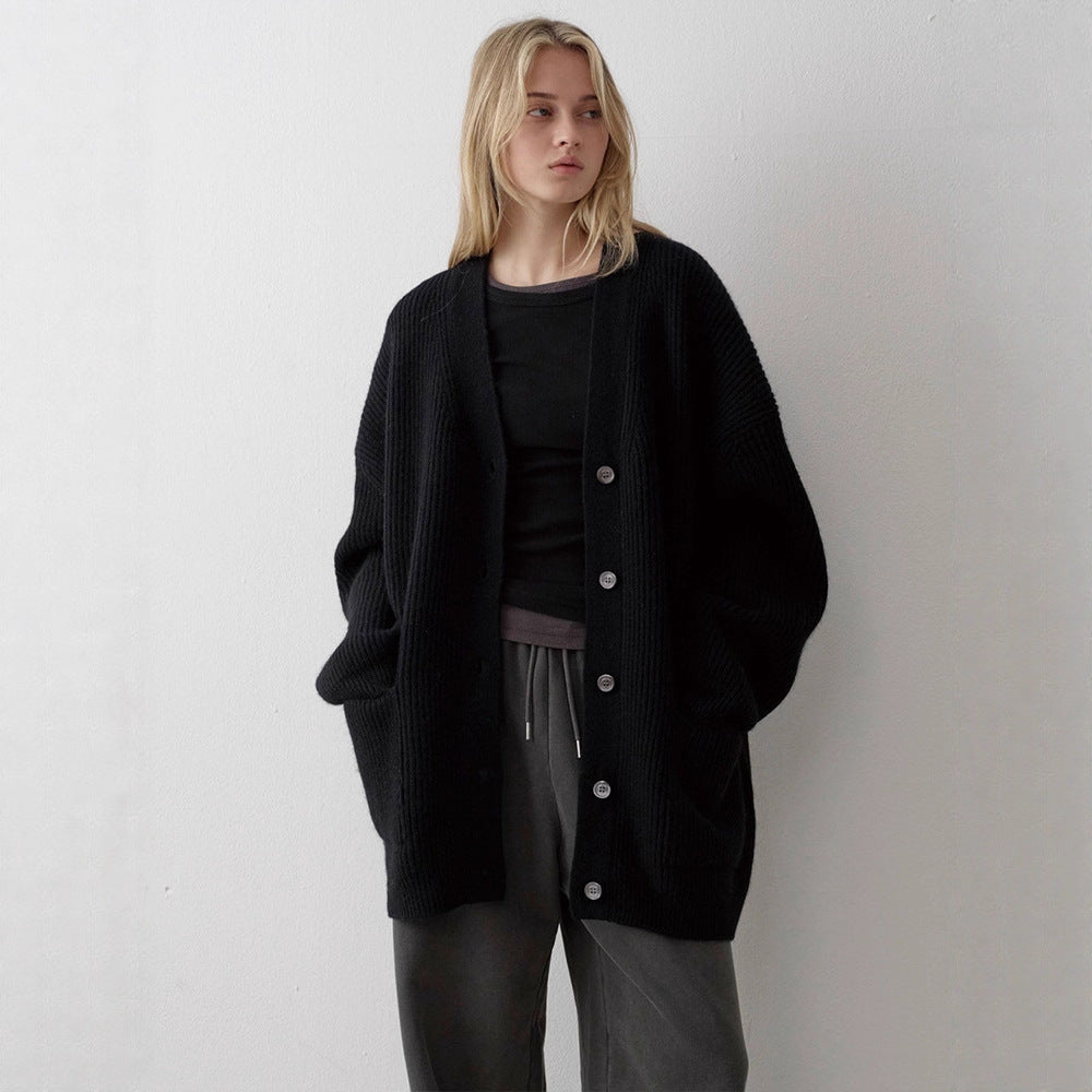 Damen Grobstrickcardigan Übergroße Ärmel Norvielle