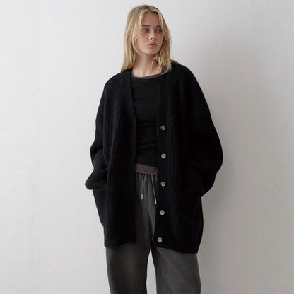 Damen Grobstrickcardigan Übergroße Ärmel Norvielle