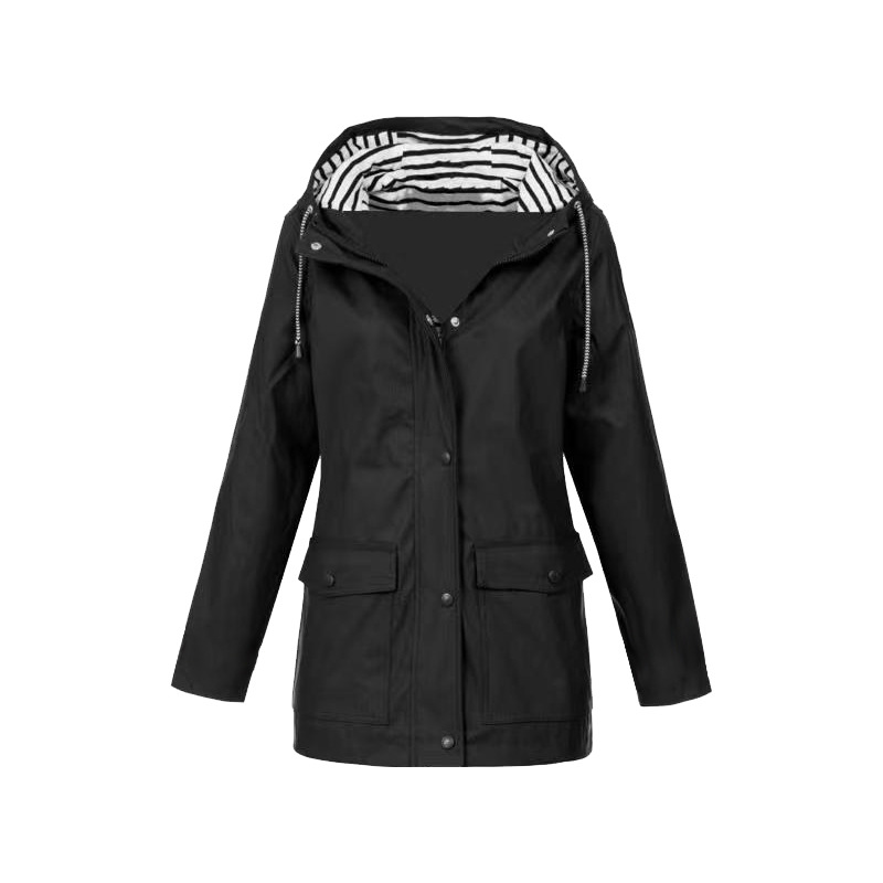 Damen Regenjacke mit Kapuze und Reißverschluss
