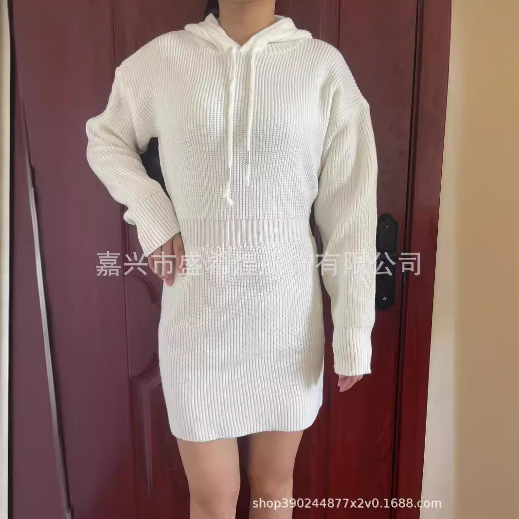 Damen Hoodie-Kleid Lässiger Schnitt Baumwolle