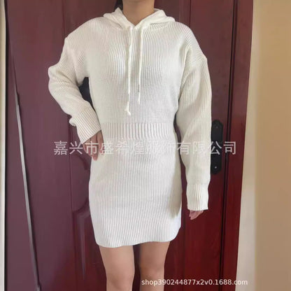 Damen Hoodie-Kleid Lässiger Schnitt Baumwolle