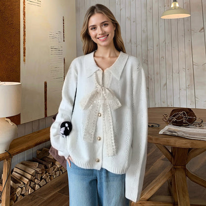 Damen Strickpullover Norvielle mit Schleifenapplikation