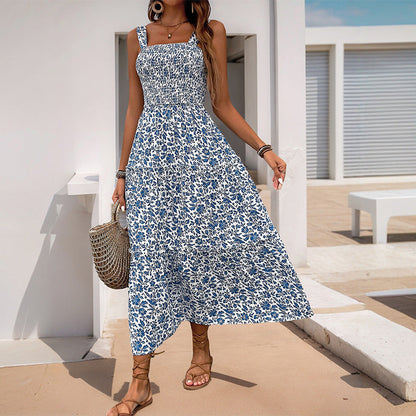 Damen Maxikleid Floralmuster Elastischer Taillengürtel Norvielle