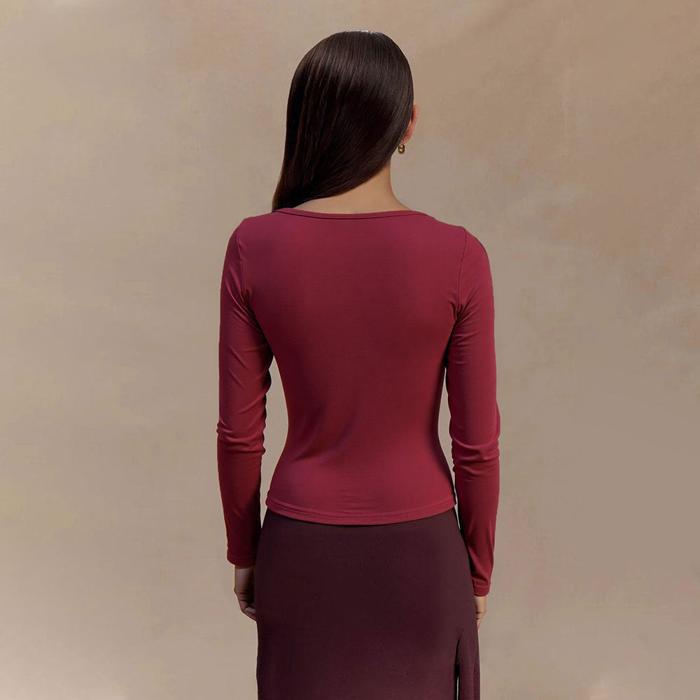 Damen Oberteil V-Ausschnitt mit Knotendetail Elegantes Design