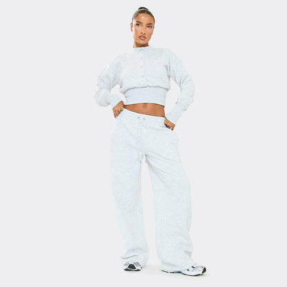 Damen Cropped Sweatshirt und Trainingshose Set Bequem Norvielle
