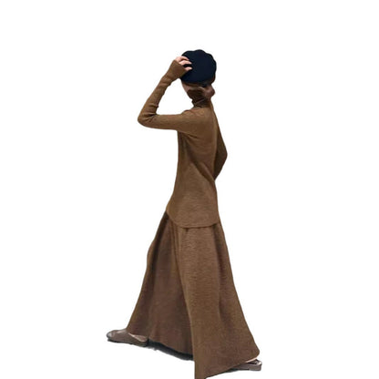 Damen Strickkleid Lang Rippdesign Norvielle