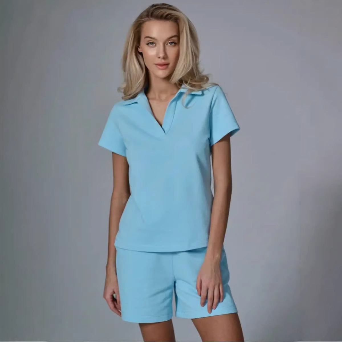 Damen Sport-Set Kurzarm Stehkragen Elastisch