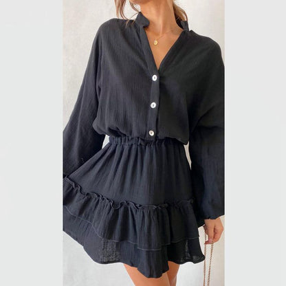 Damen Blusenkleid Rüschendetails Tailliert Norvielle