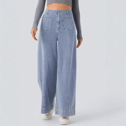 Damen Weite Jeanshose Hochtaschen Norvielle