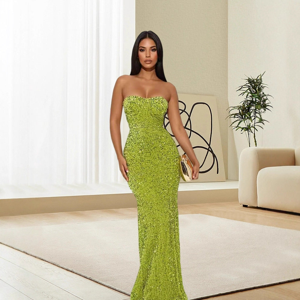 Damen Abendkleid Glitzernd Bustier-Oberteil Norvielle