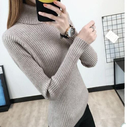 Damen Rollkragenpullover Rippstruktur Hochwertig Norvielle