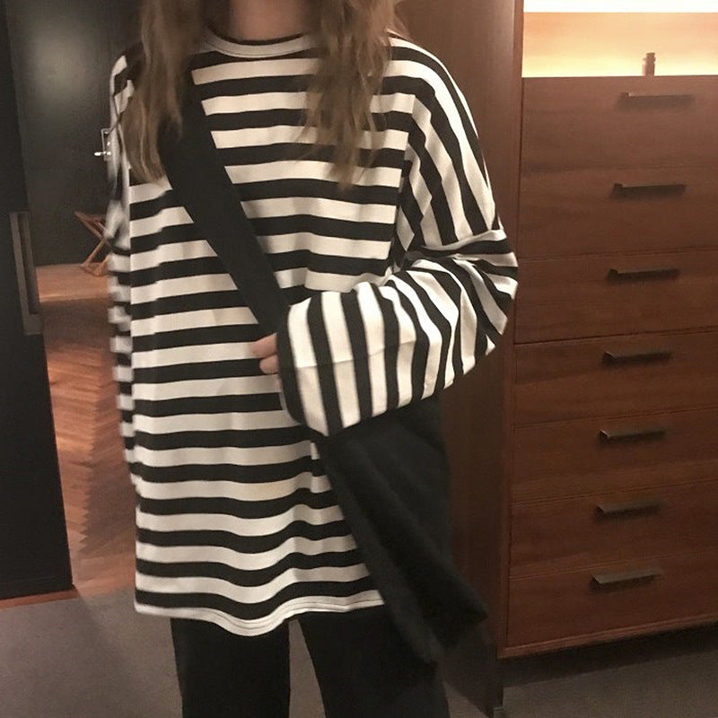 Damen Langarmshirt Streifen Weite Passform Norvielle