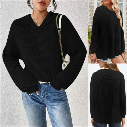 Damen Grobstrickpullover V-Ausschnitt Lässige Ärmel Norvielle - Norvielle