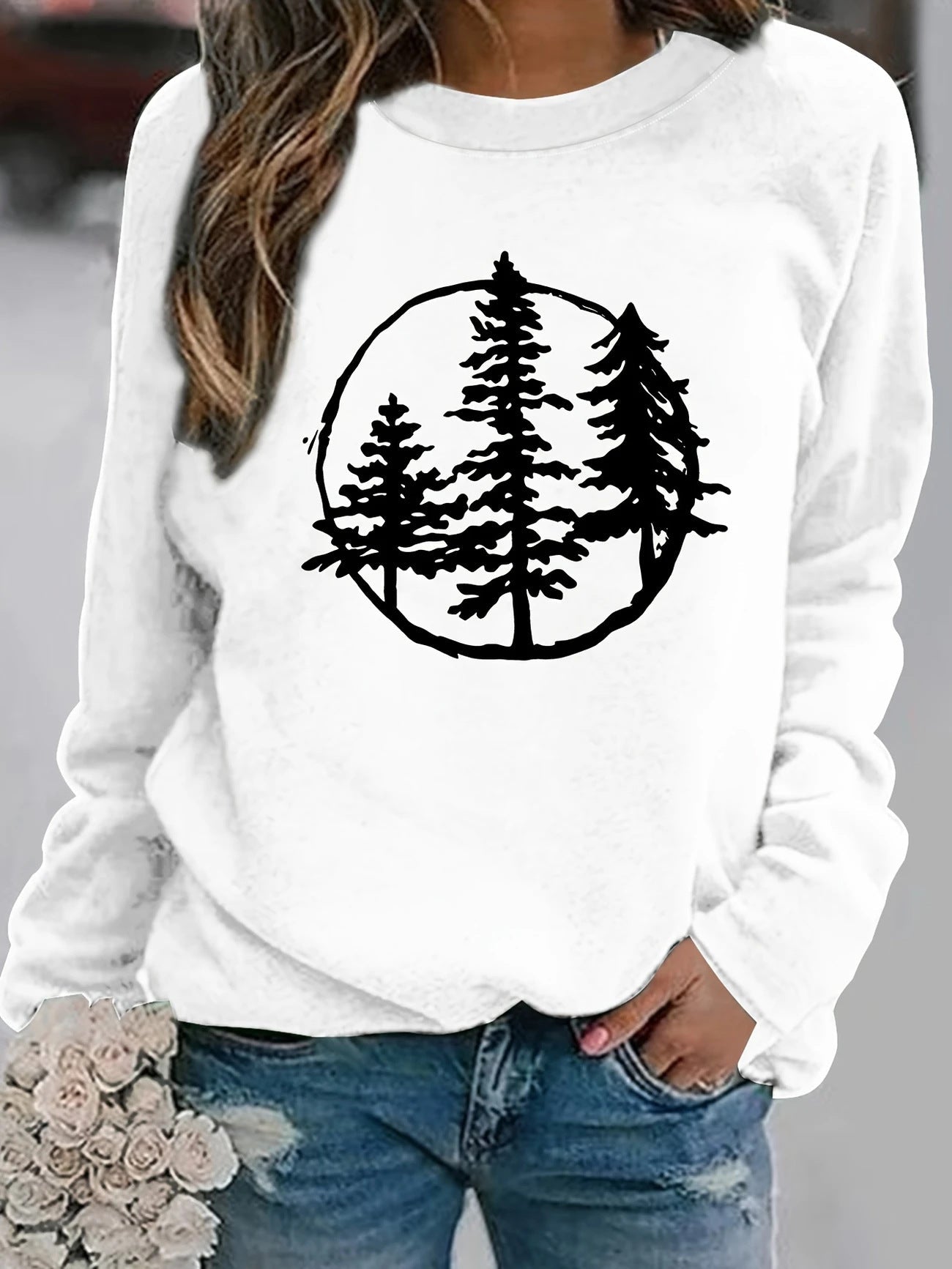 Damen Sweatshirt Naturmotiv Lässiger Schnitt Norvielle