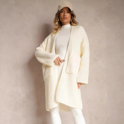 Damen Oversized Strickjacke V-Ausschnitt Taschen Norvielle - Norvielle