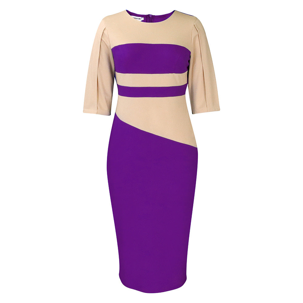 Damen Kleid Asymmetrisch Figurbetont Ärmel