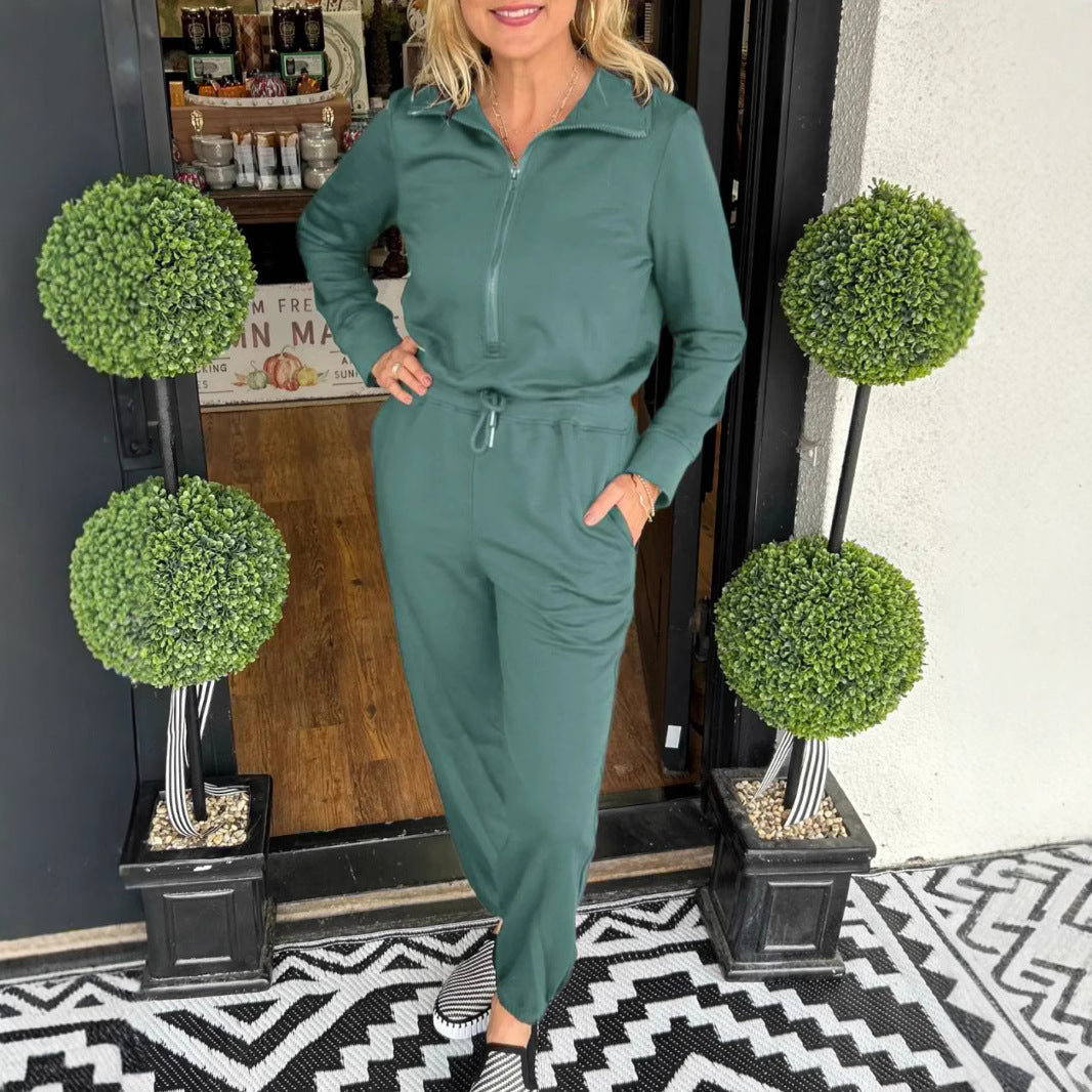 Damen Jumpsuit mit Stehkragen und Taschen Norvielle