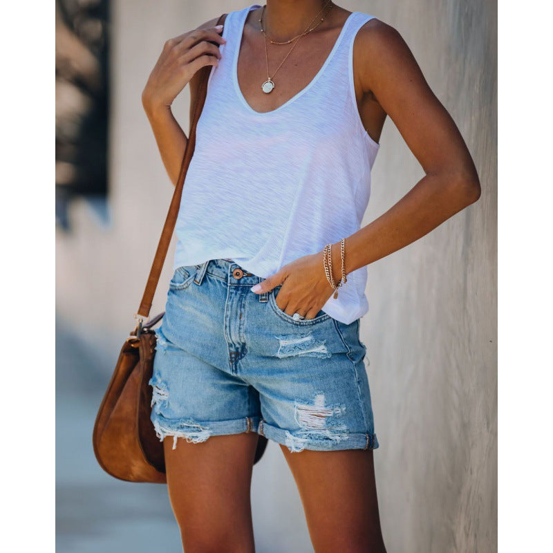 Damen Destroyed Denim Shorts aus Jeans