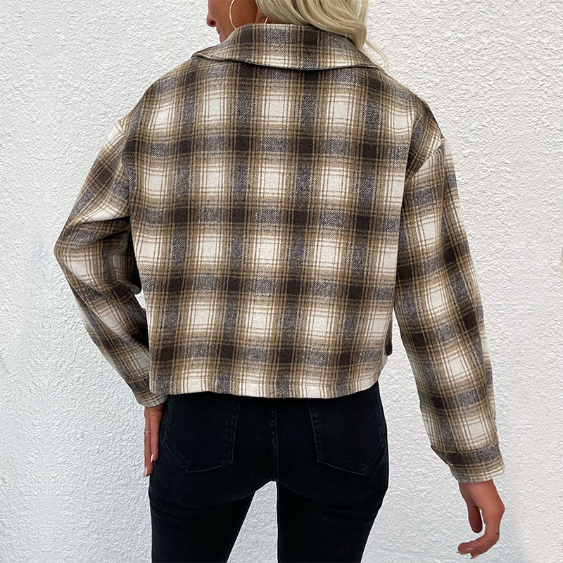 Damen Flanelljacke Kariert Strukturiert Regular Fit
