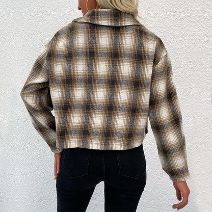 Damen Flanelljacke Kariert Strukturiert Regular Fit