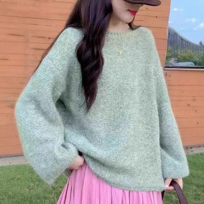 Damen Strickpullover Flauschig Weite Passform Norvielle