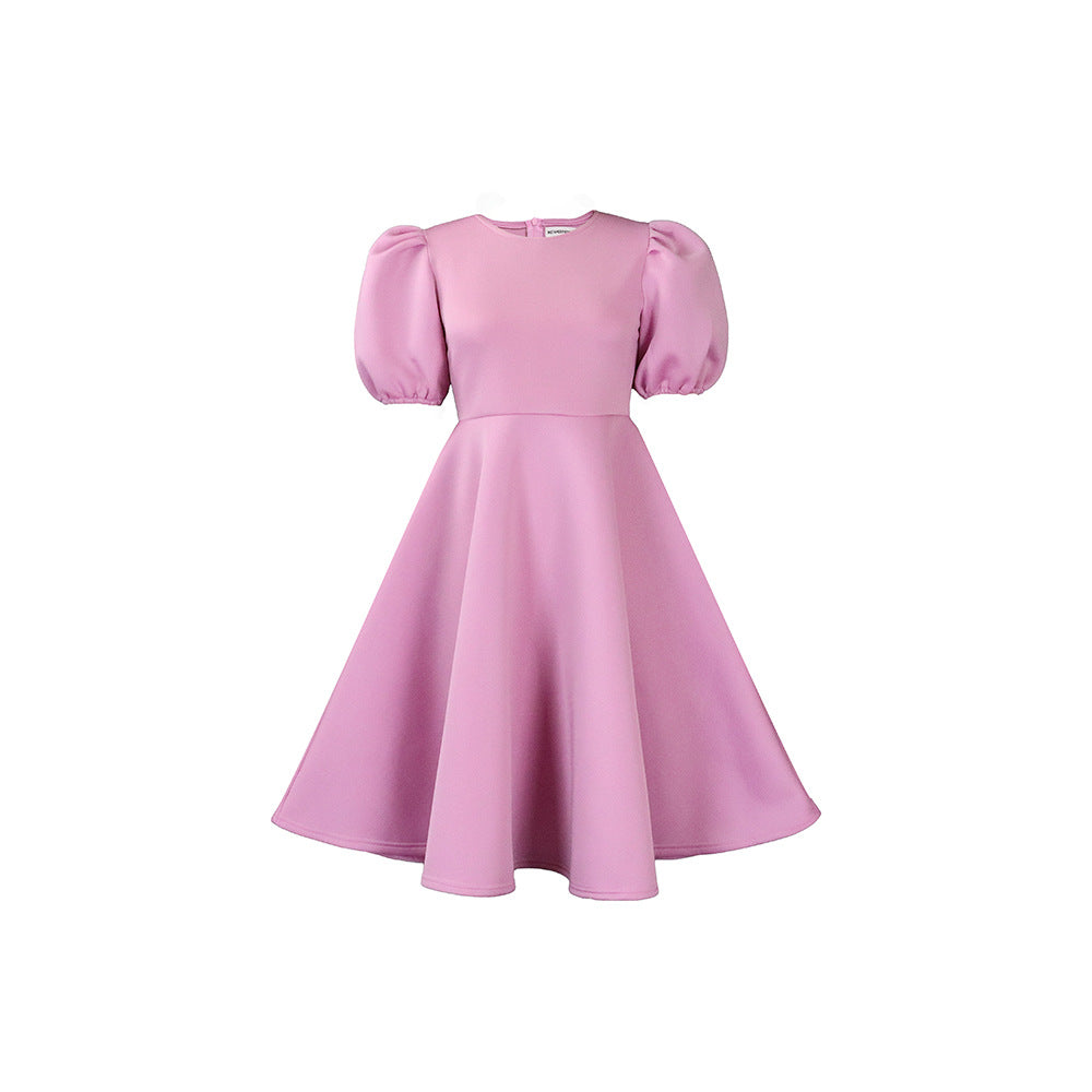 Damen Midikleid Voluminöse Puffärmel Schwingender Rock Norvielle